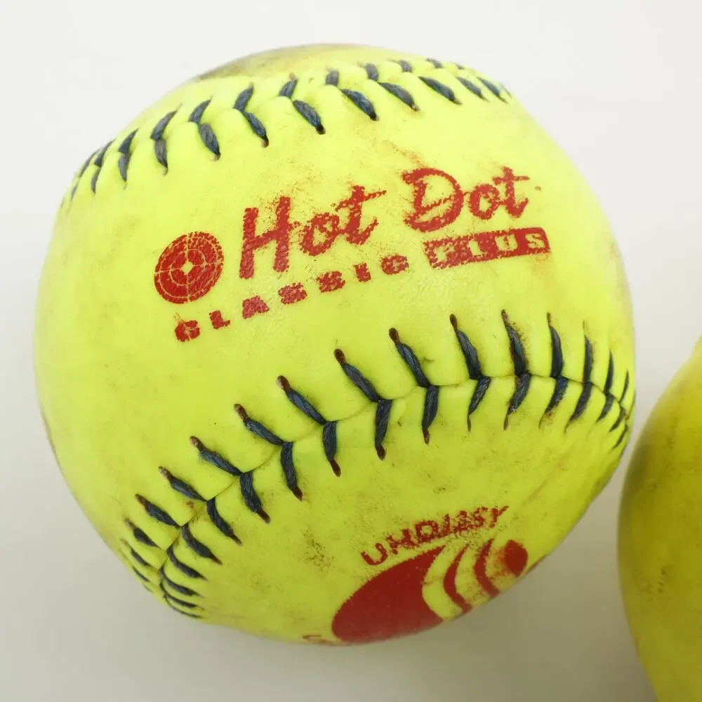 Lot of 3 Softballs Hot Dot Worth ProTac NC125 Training Yellow - Picture 4 of 6